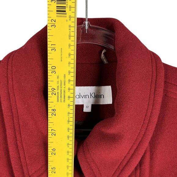 Calvin Klein Womens 12 Red Double Breasted Wool Cashmere Blend Peacoat Timeless - Picture 9 of 16
